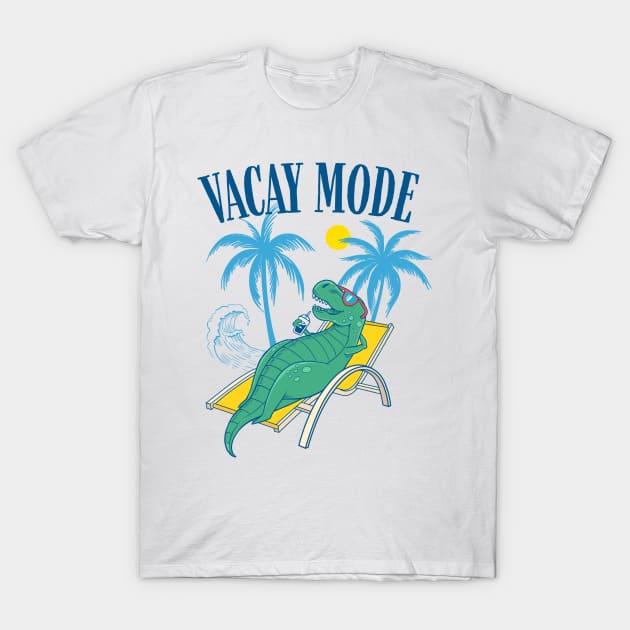 Vacay Mode Kids with T-rex Dinosaur for Summer Family Vacation & Cruise T-Shirt by Happy Lime